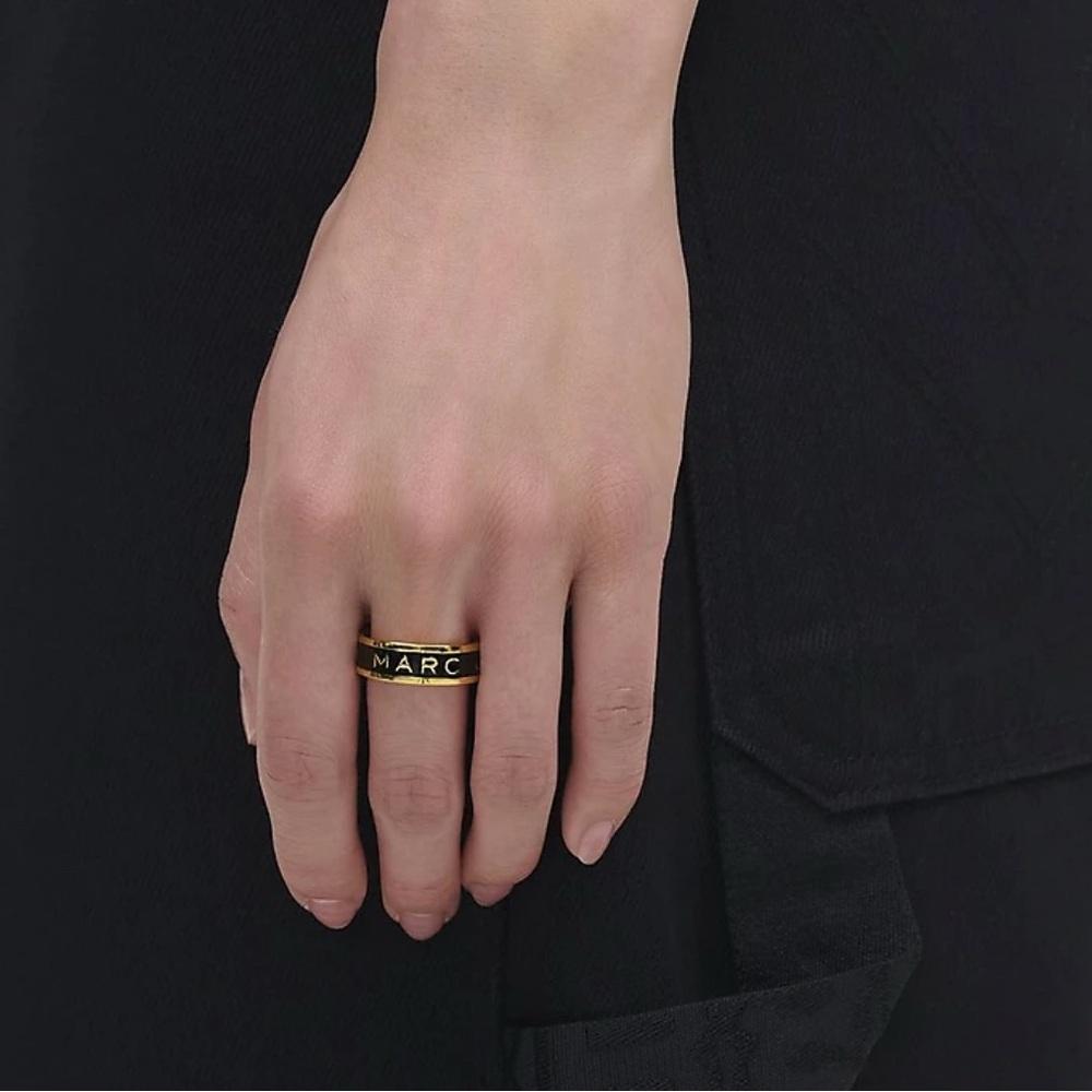 MARC Jacobs Gold and Black Logo Band Ring